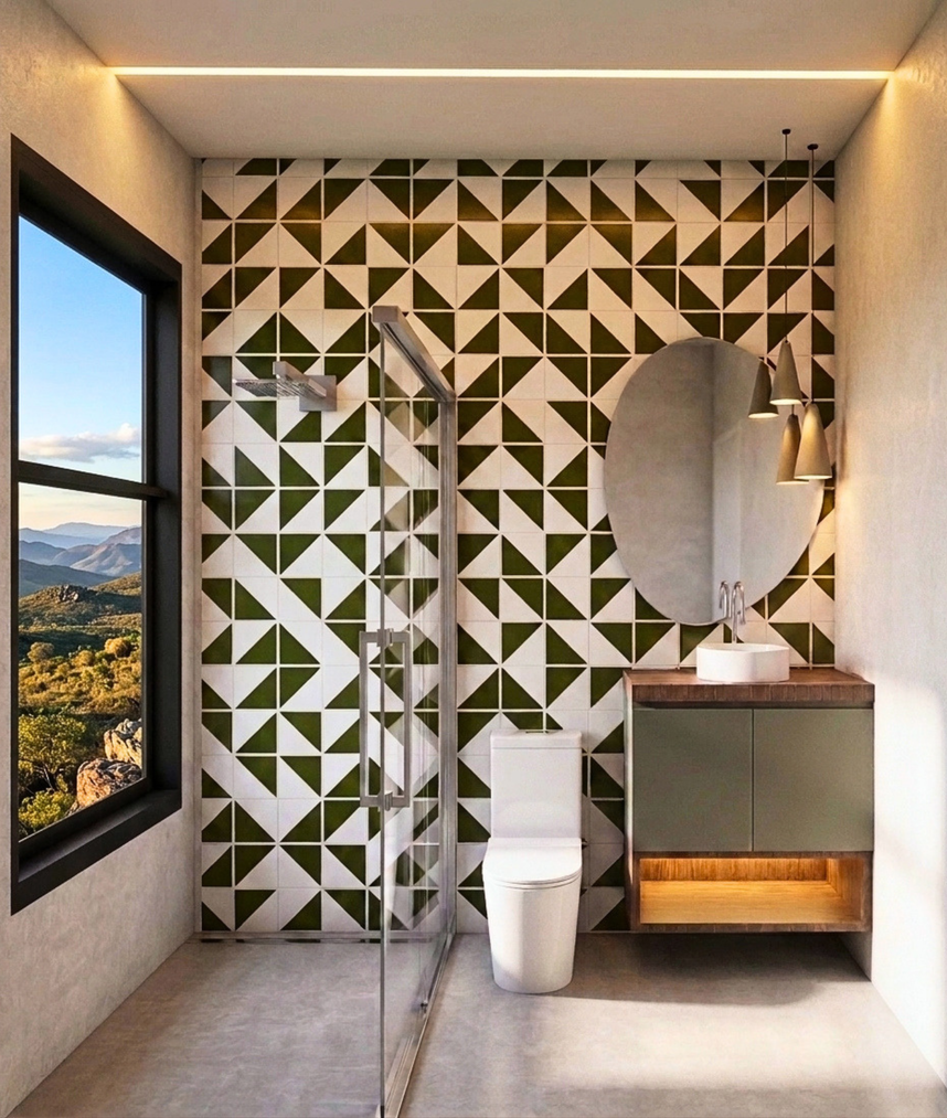 Interior do quarto/suíte do chalé modular 30m² montado com kit EASY